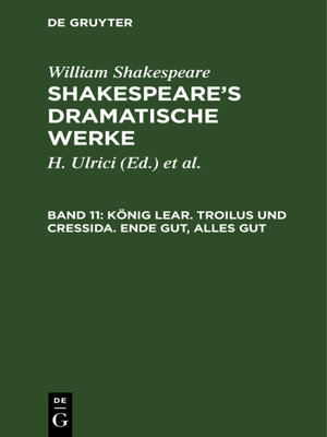cover image of König Lear. Troilus und Cressida. Ende gut, Alles gut
